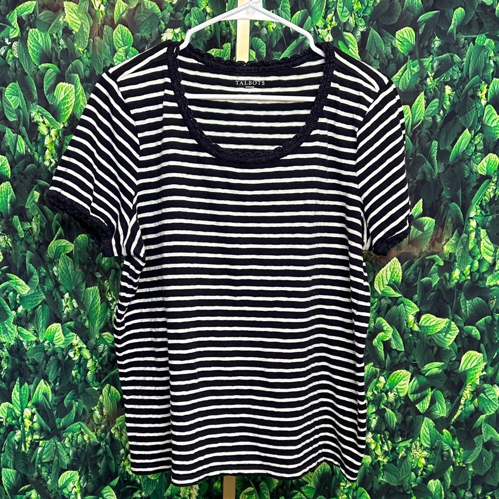 TALBOTS Navy & White Striped Women's Top 1X